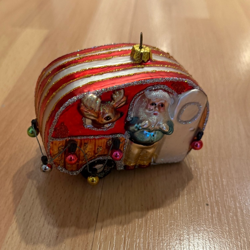 Festive Santa and Reindeer Ornament